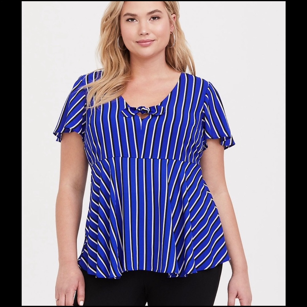 Striped Tie Front Blouse